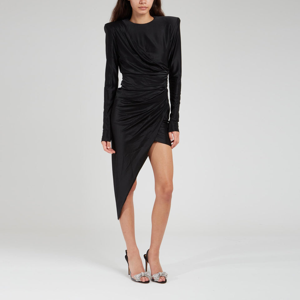 Asymmetrical dress in black fabric