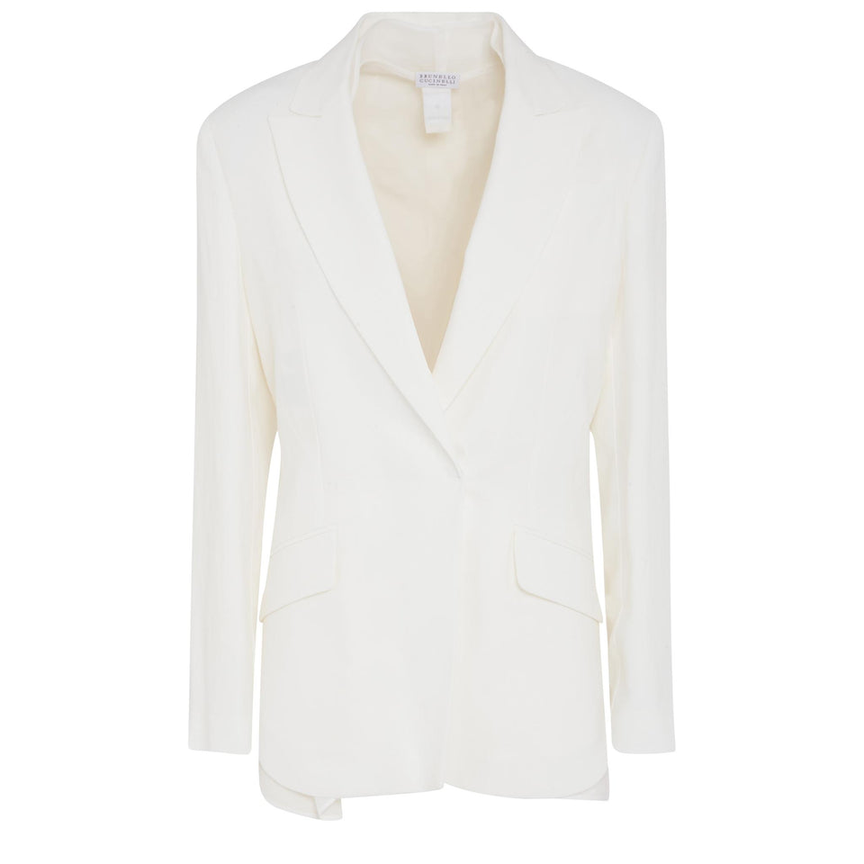 Blazer doppio petto in lino bianco