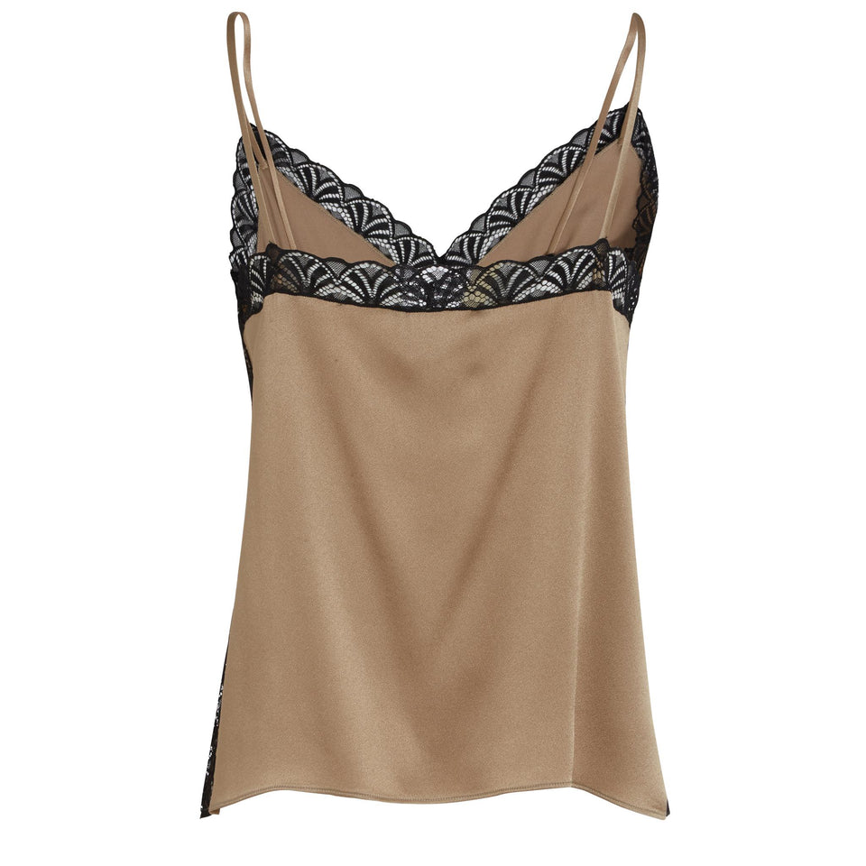 Top in tessuto beige