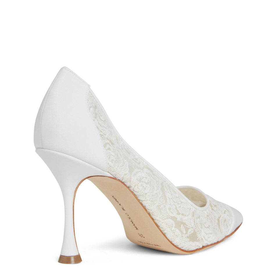 Décolleté "Sololaria 90" in pizzo bianche 224-1655 MCRM/YWOV MANOLO BLAHNIK