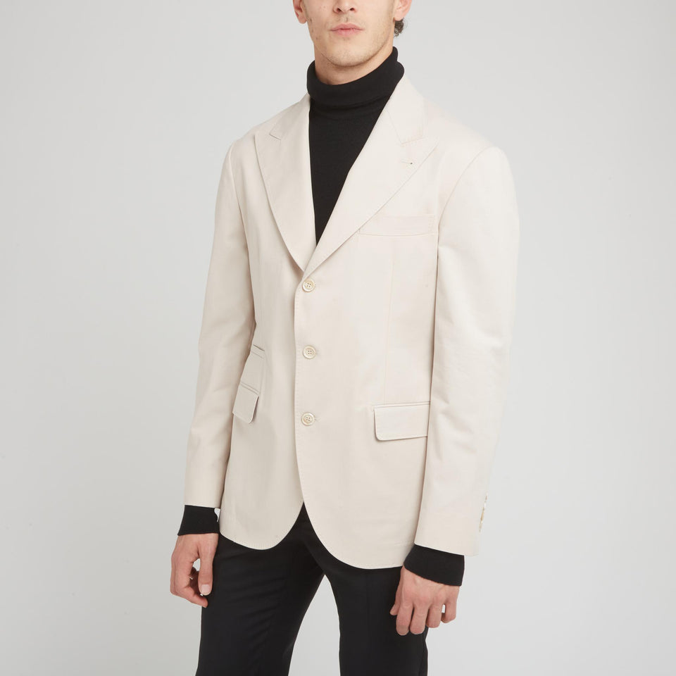Blazer mono petto in cotone beige