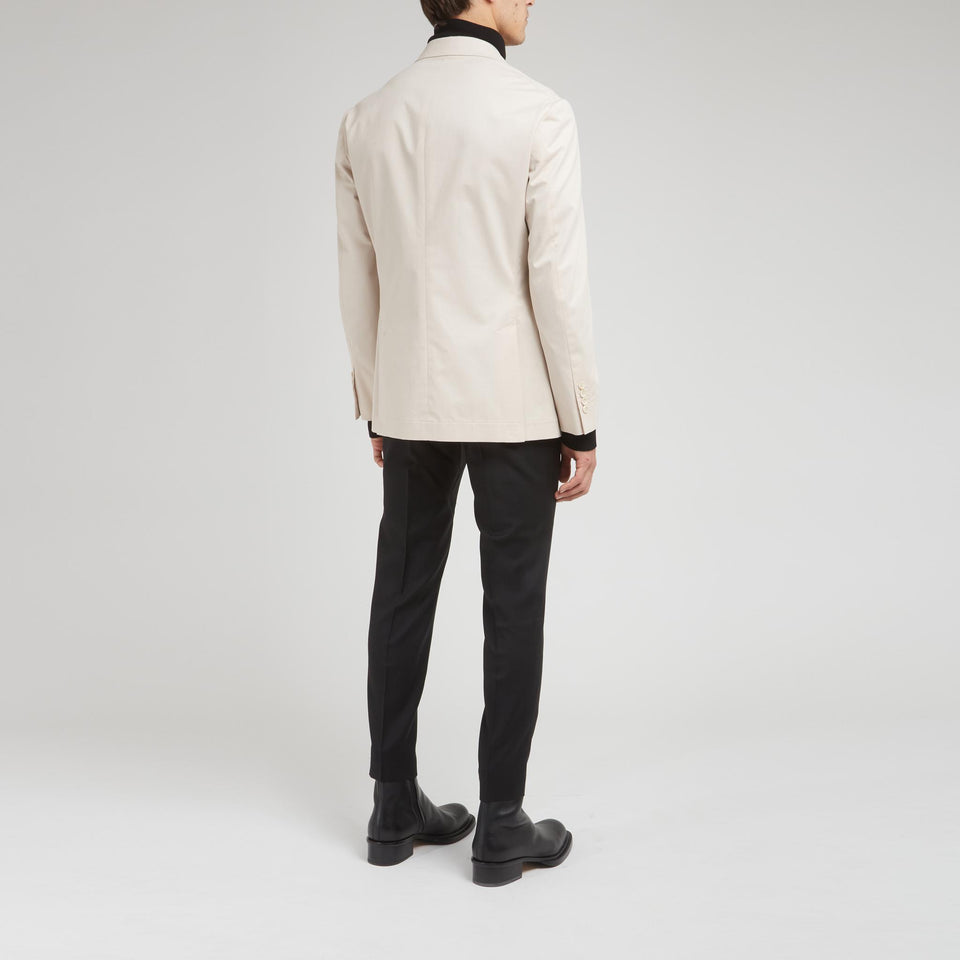Blazer mono petto in cotone beige