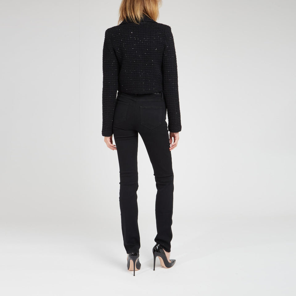 Giacca crop in tweed nera