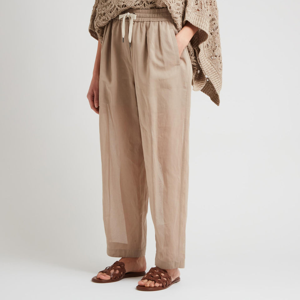 Pantalone in lino beige