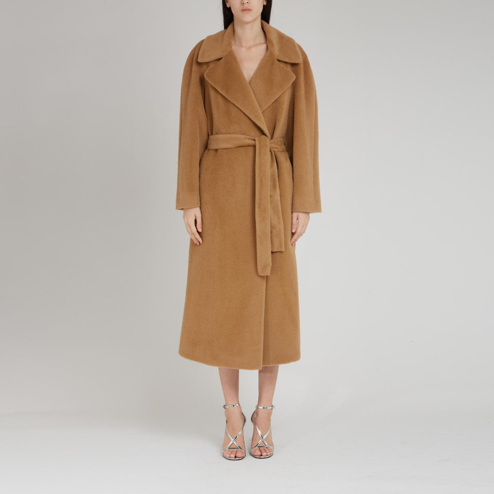 Beige wool double breasted coat