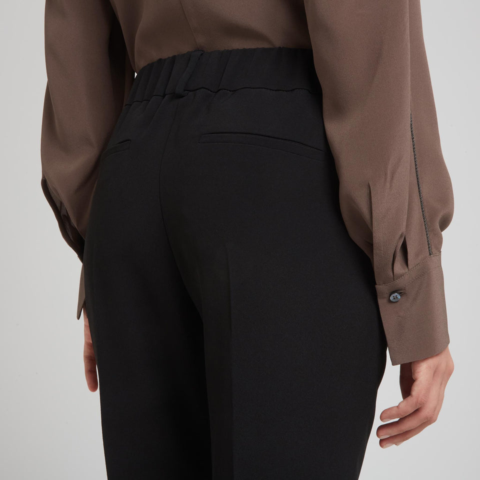 Pantalone in seta nero MA029P1673 C101 BRUNELLO CUCINELLI