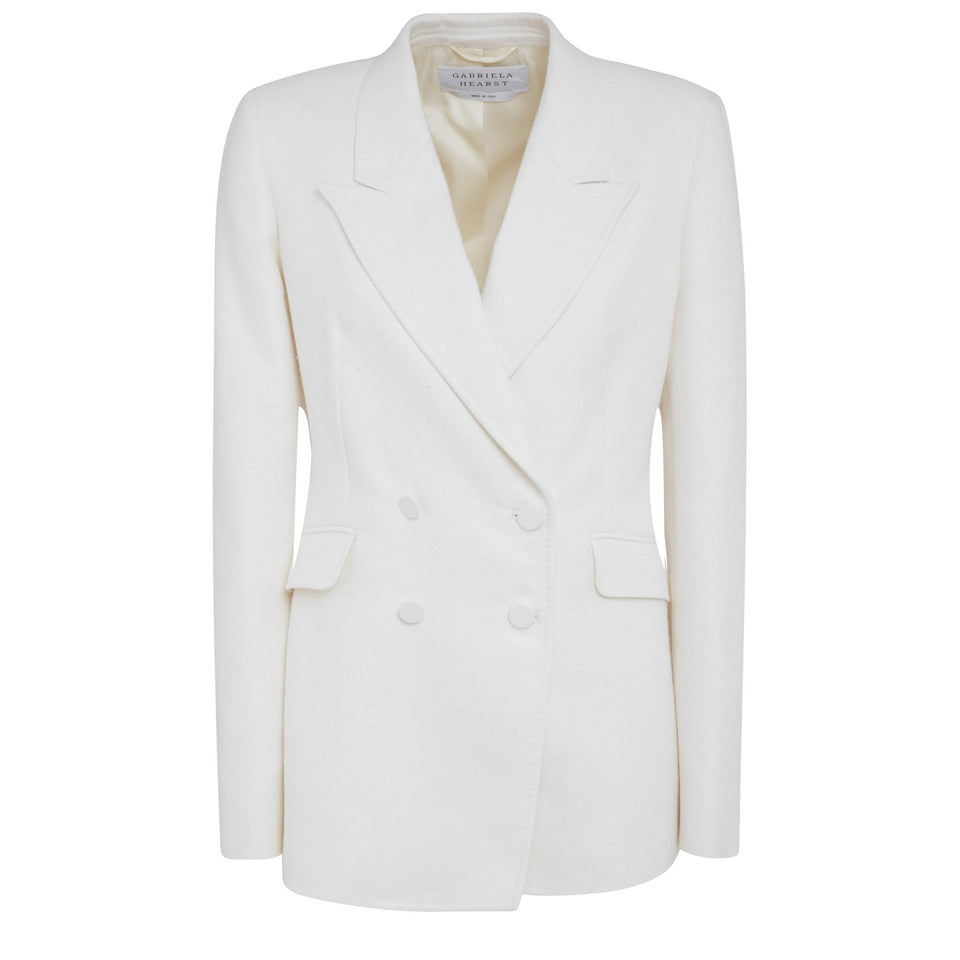 Blazer doppio petto "Stephanie" in seta bianca