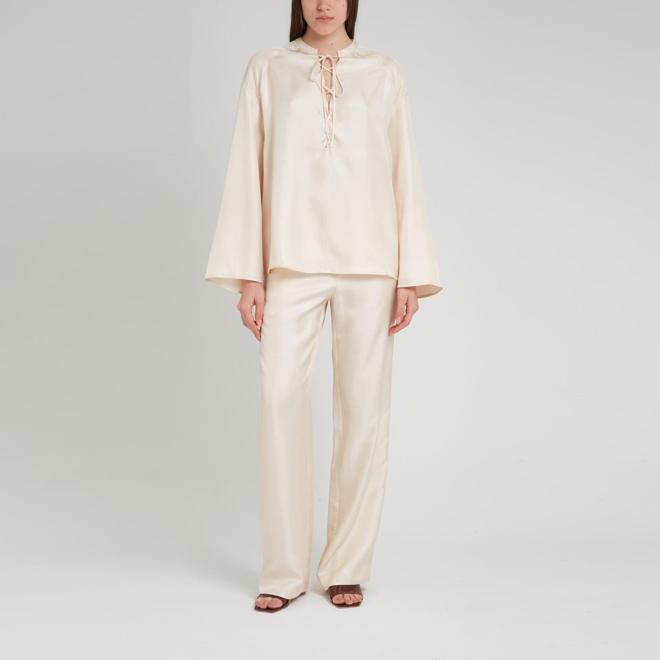 Blusa "Zamia" in seta rosa