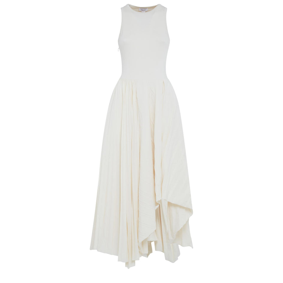 Long dress in white fabric