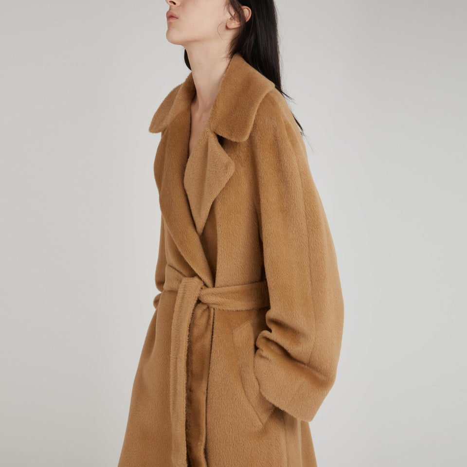 Beige wool double breasted coat