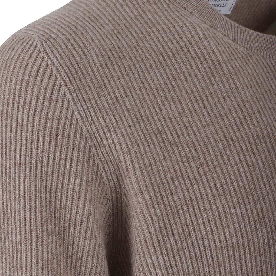Maglia in cashmere beige M2229510 CSJ89 BRUNELLO CUCINELLI