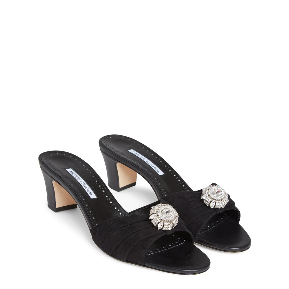 Sandalo "Ansaklo" 50 in suede nero 125-2828 BLCK MANOLO BLAHNIK