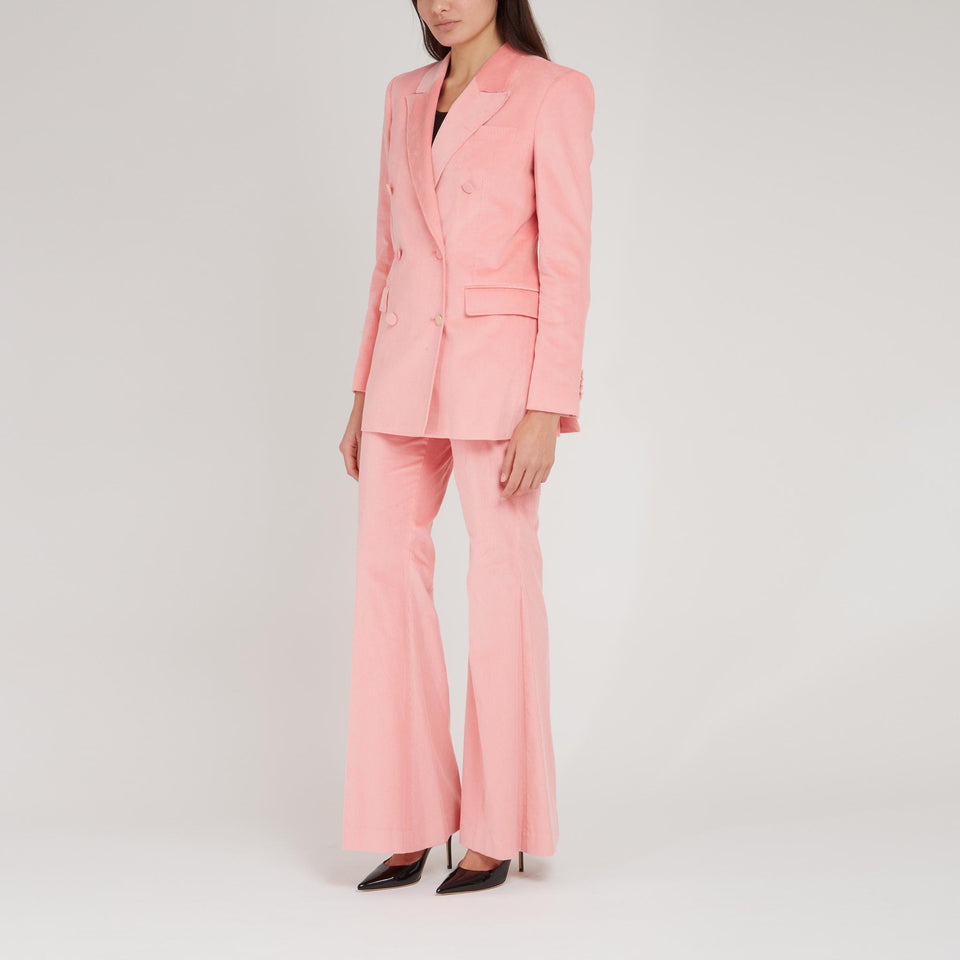 "Gavin" Double Breasted Blazer in Pink Cotton