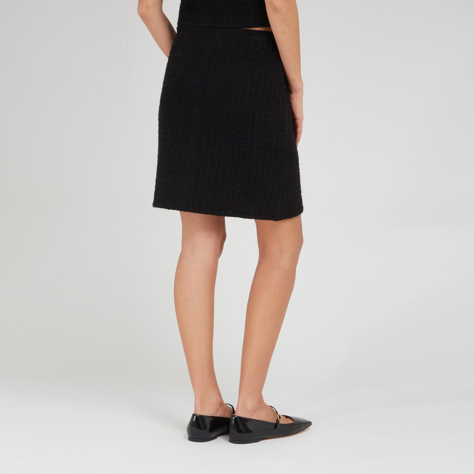 Mini gonna in tweed nera
