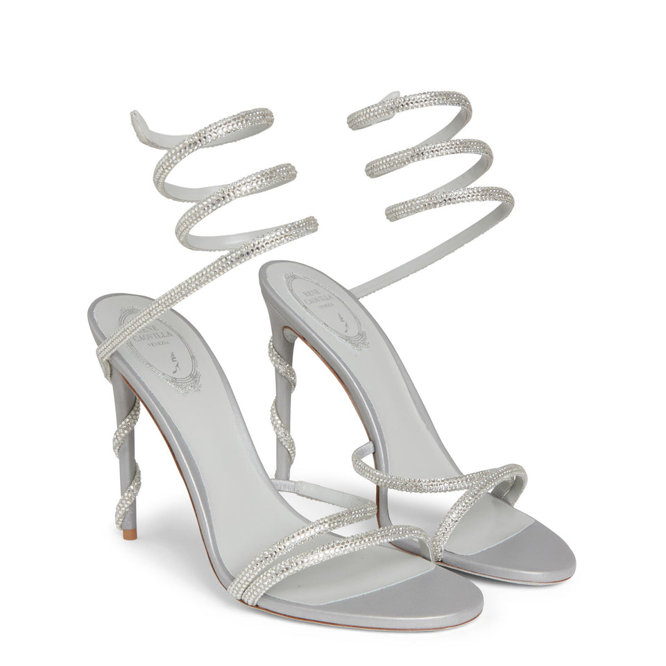 Sandalo ''Margot Snake'' in satin grigio C11339-105 R001V232GREY RENE CAOVILLA