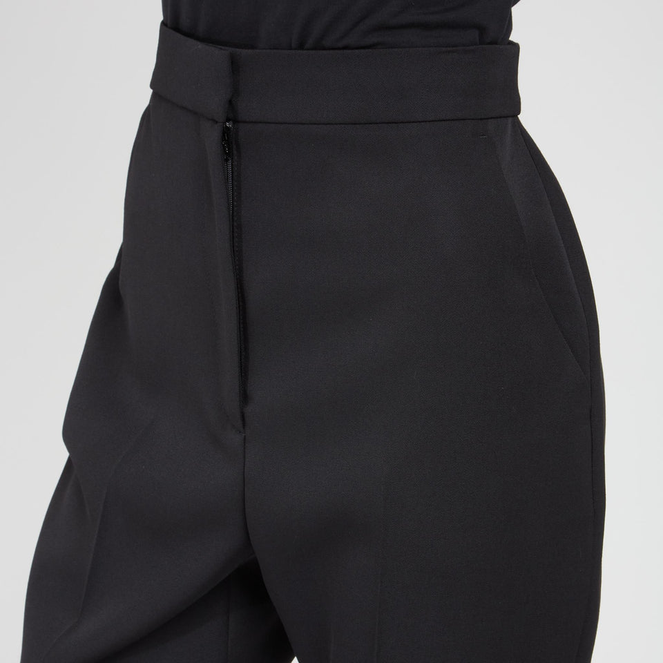Pantalone a vita alta in lana nero