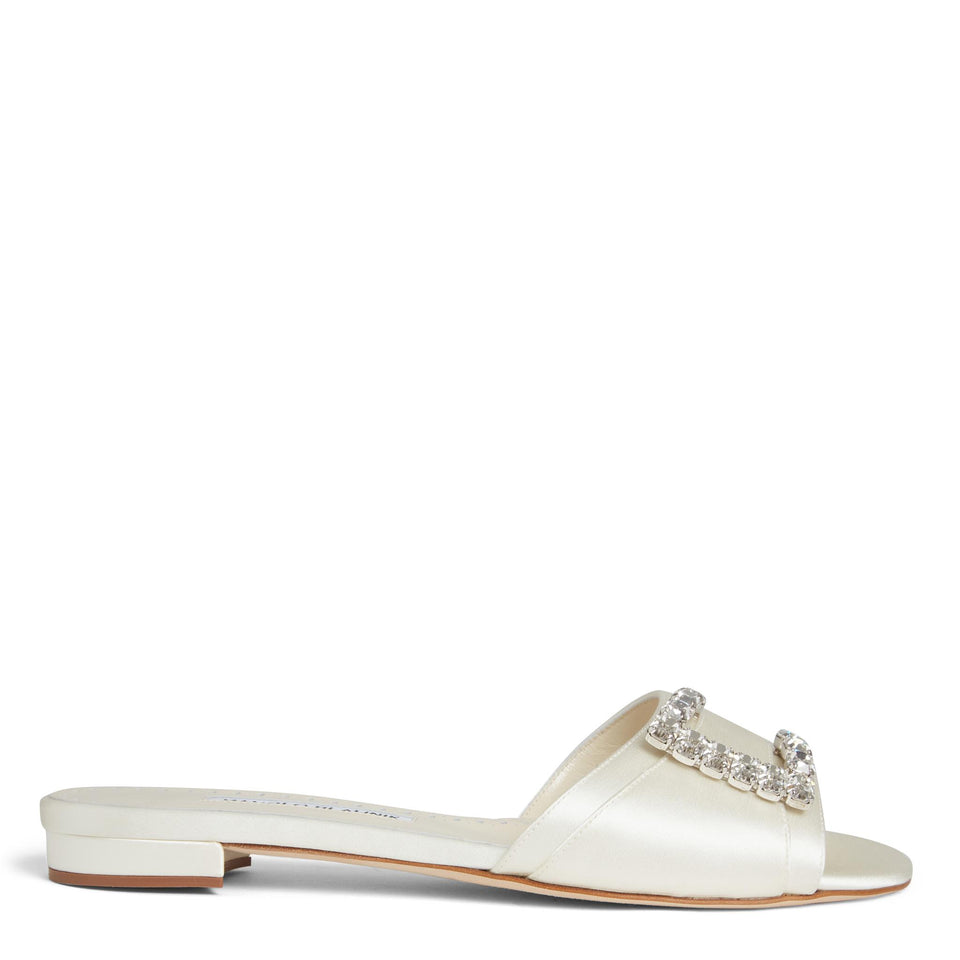 Sandalo flat "Ramiflat" in raso bianco 224-1701 LCRM MANOLO BLAHNIK