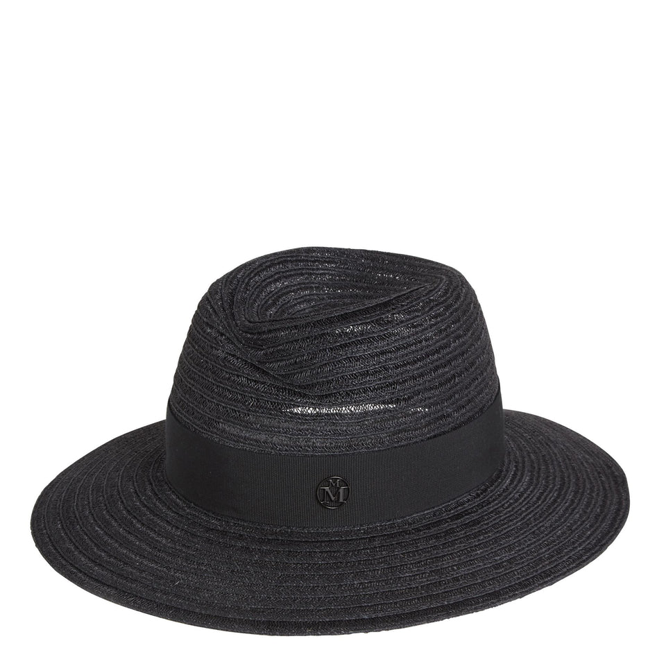 Black ''Virginie'' straw hat
