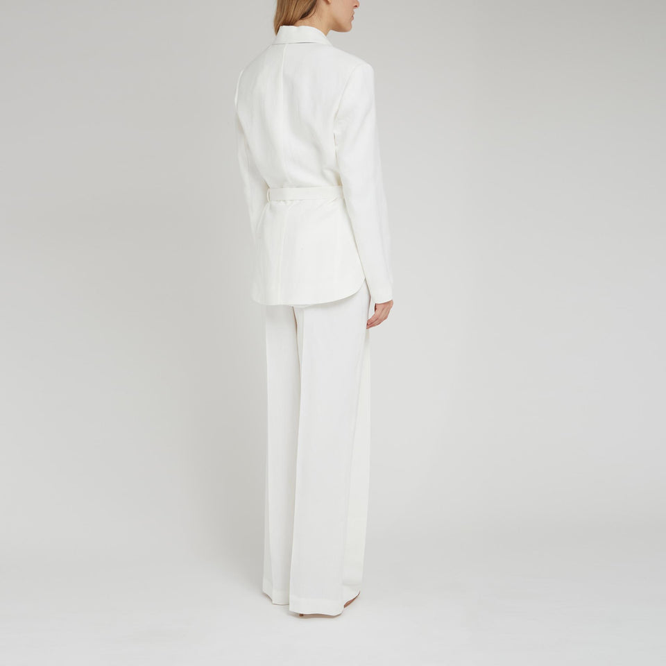 Blazer doppio petto in lino bianco