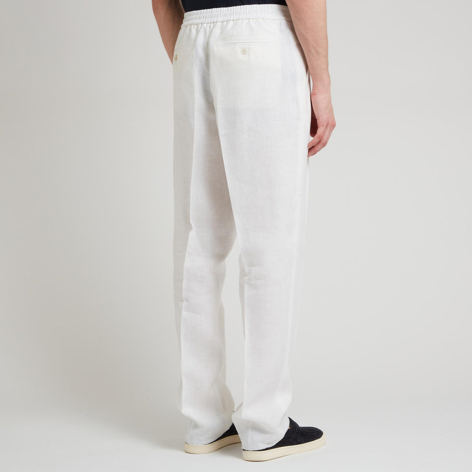 Pantalone in lino bianco
