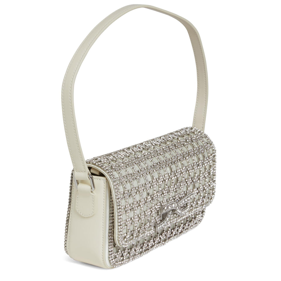 Borsa a mano in cristalli bianchi