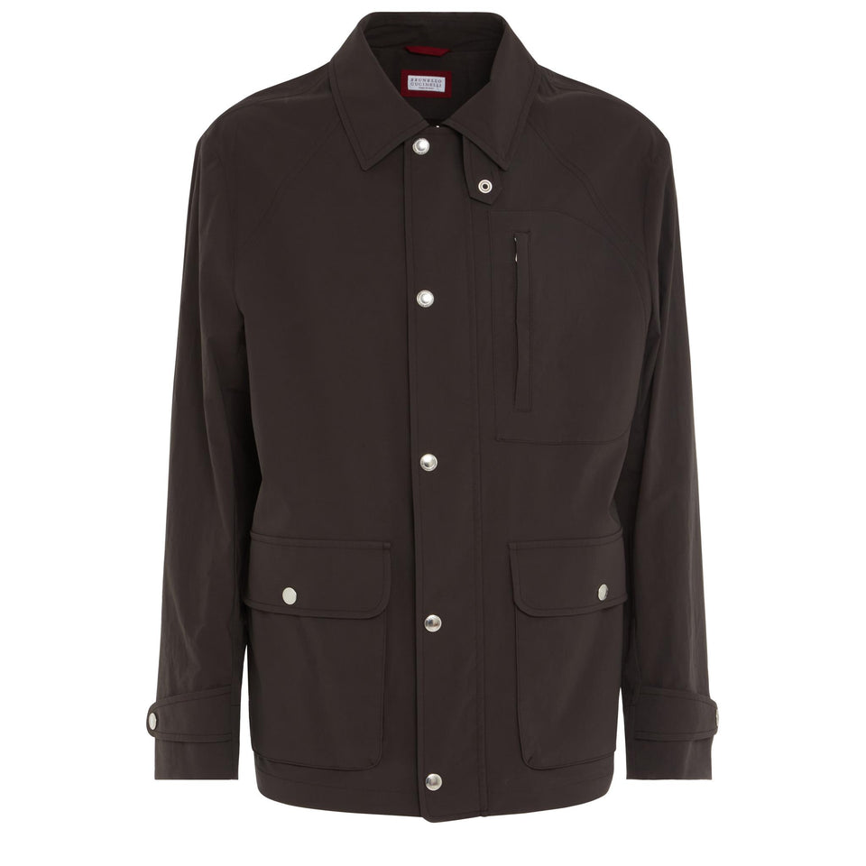 Brown water-repellent cotton jacket