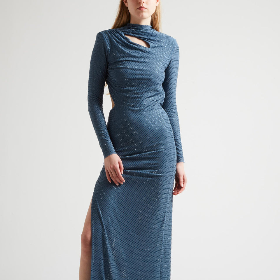 Maxi dress in blue fabric