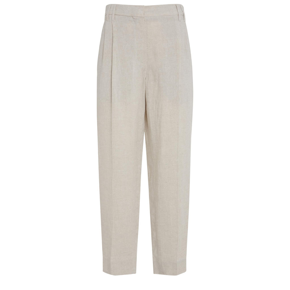 Pantalone in lino beige MH547P8308 C169 BRUNELLO CUCINELLI