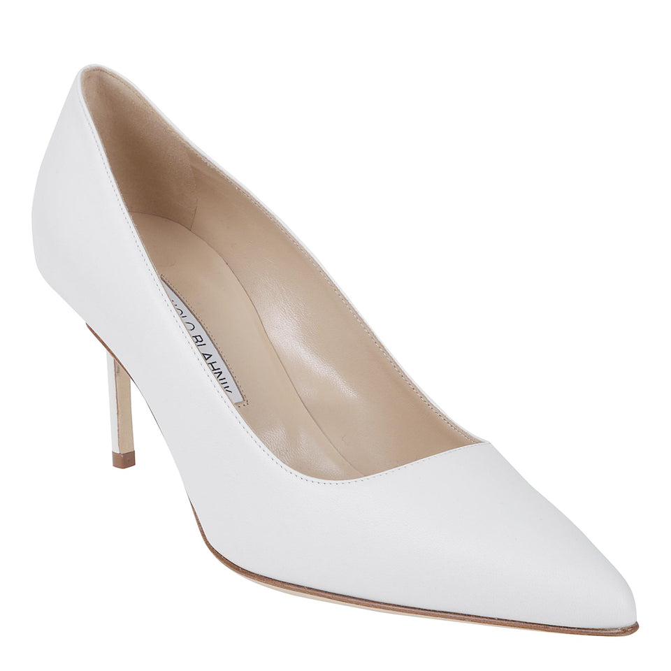 Decolletè "BB Pick" 70 in pelle bianca 9XX-0463 WHITE MANOLO BLAHNIK