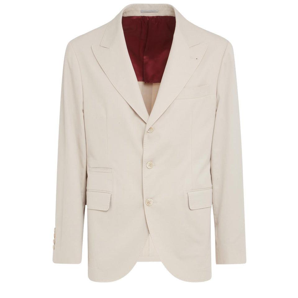 Blazer mono petto in cotone beige