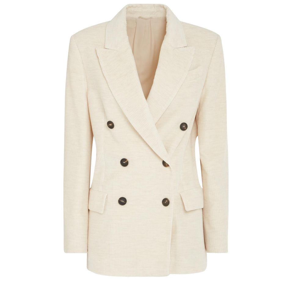 Double breasted blazer in white fabric