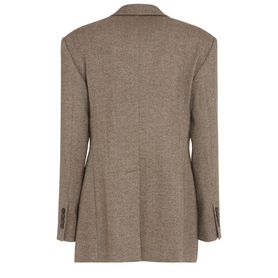 Blazer doppio petto in lana marrone