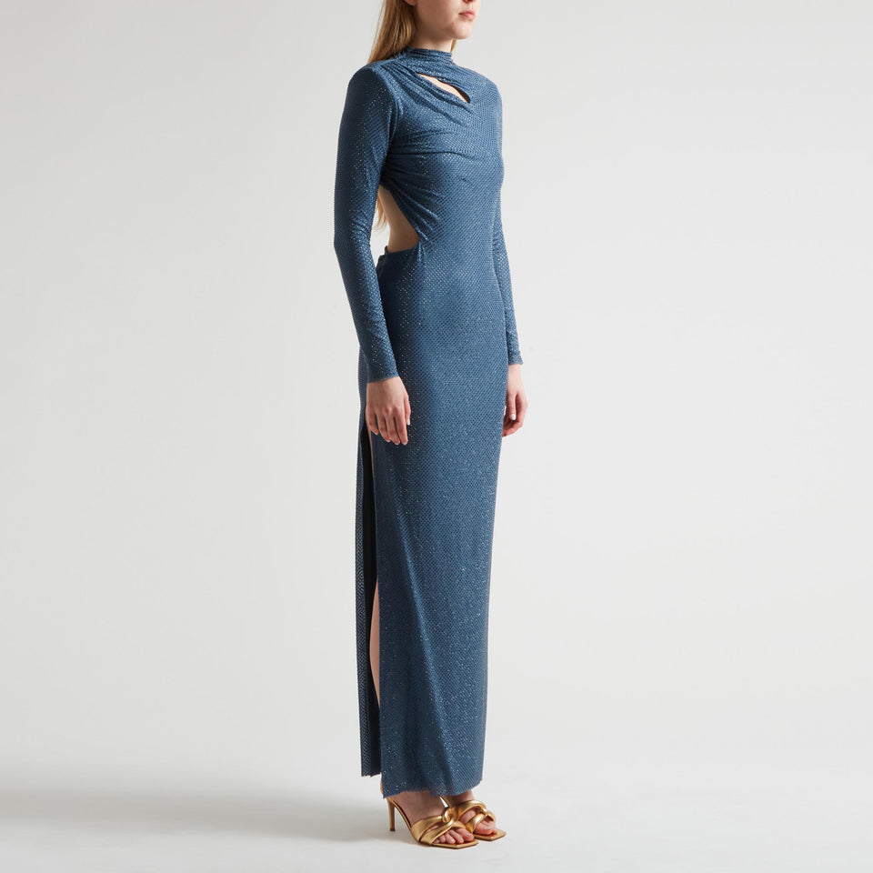 Maxi dress in blue fabric