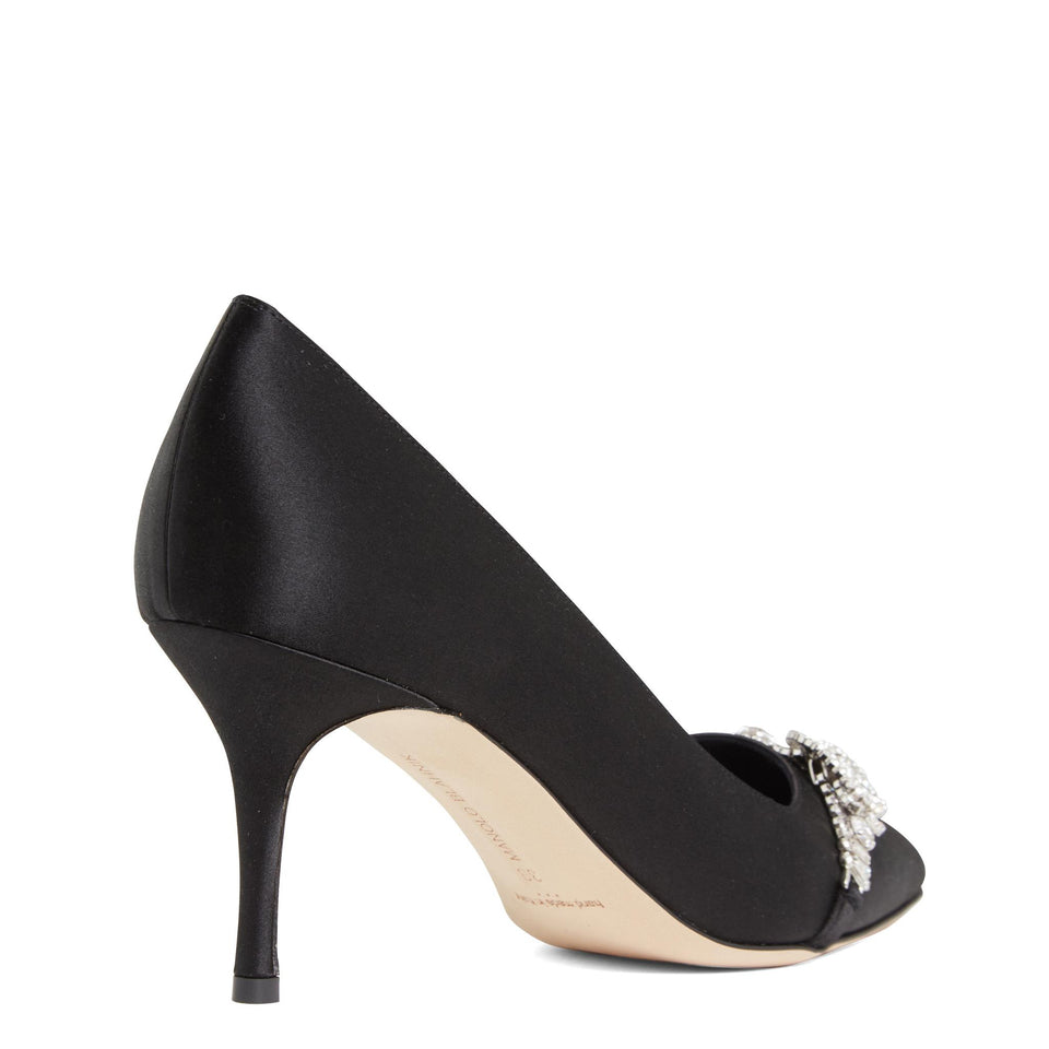 Decolletè "Asapump 70'' in satin nera 424-1928 0001 MANOLO BLAHNIK