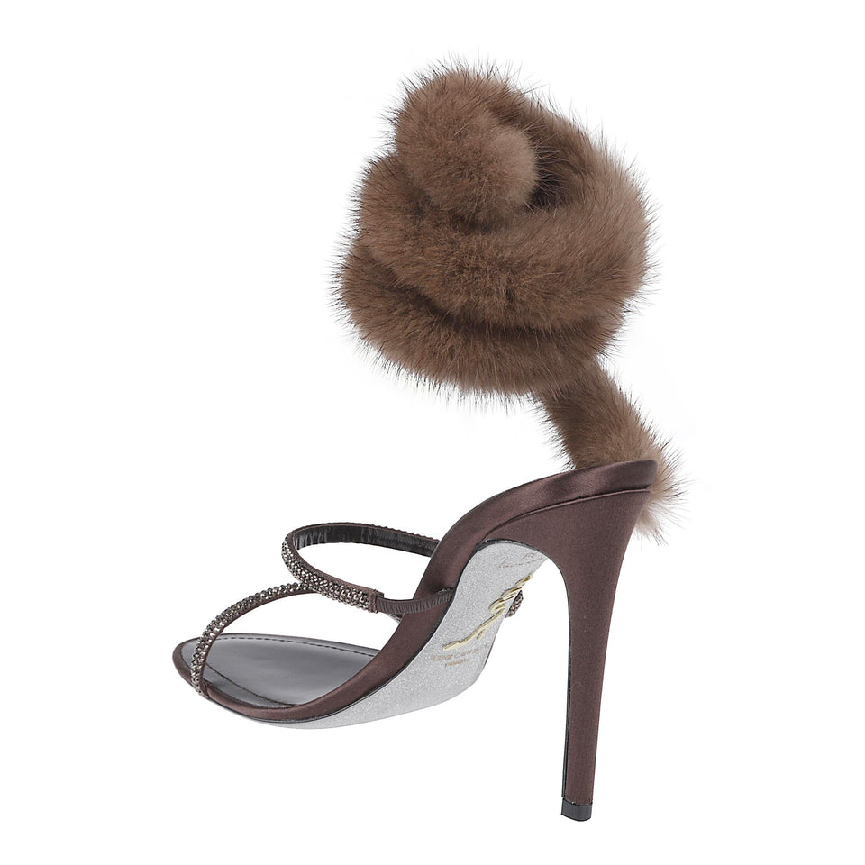 Sandali 'Lindsey' in tessuto marrone C12646-105 RS06X920BROWN RENE CAOVILLA