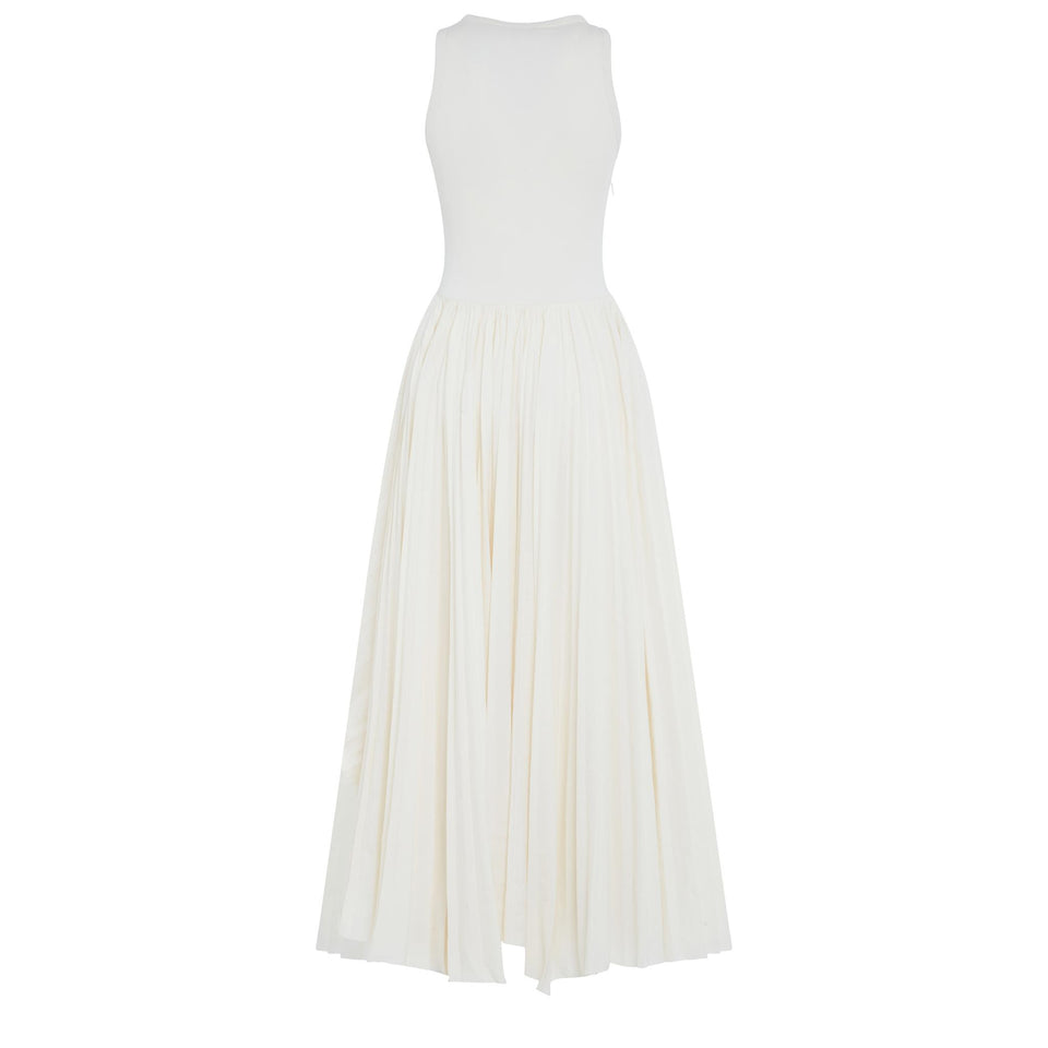 Long dress in white fabric