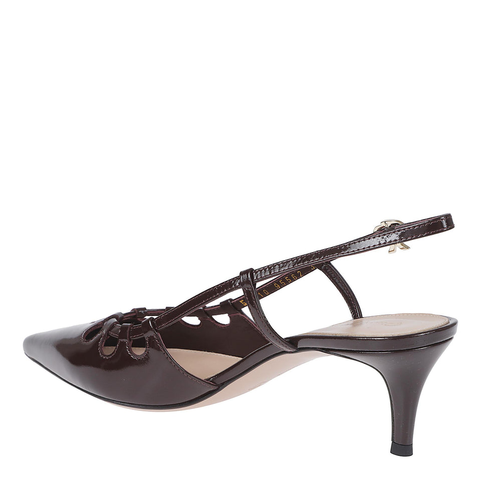 Slingback in pelle marrone G95562 55RICNUIBOUR GIANVITO ROSSI