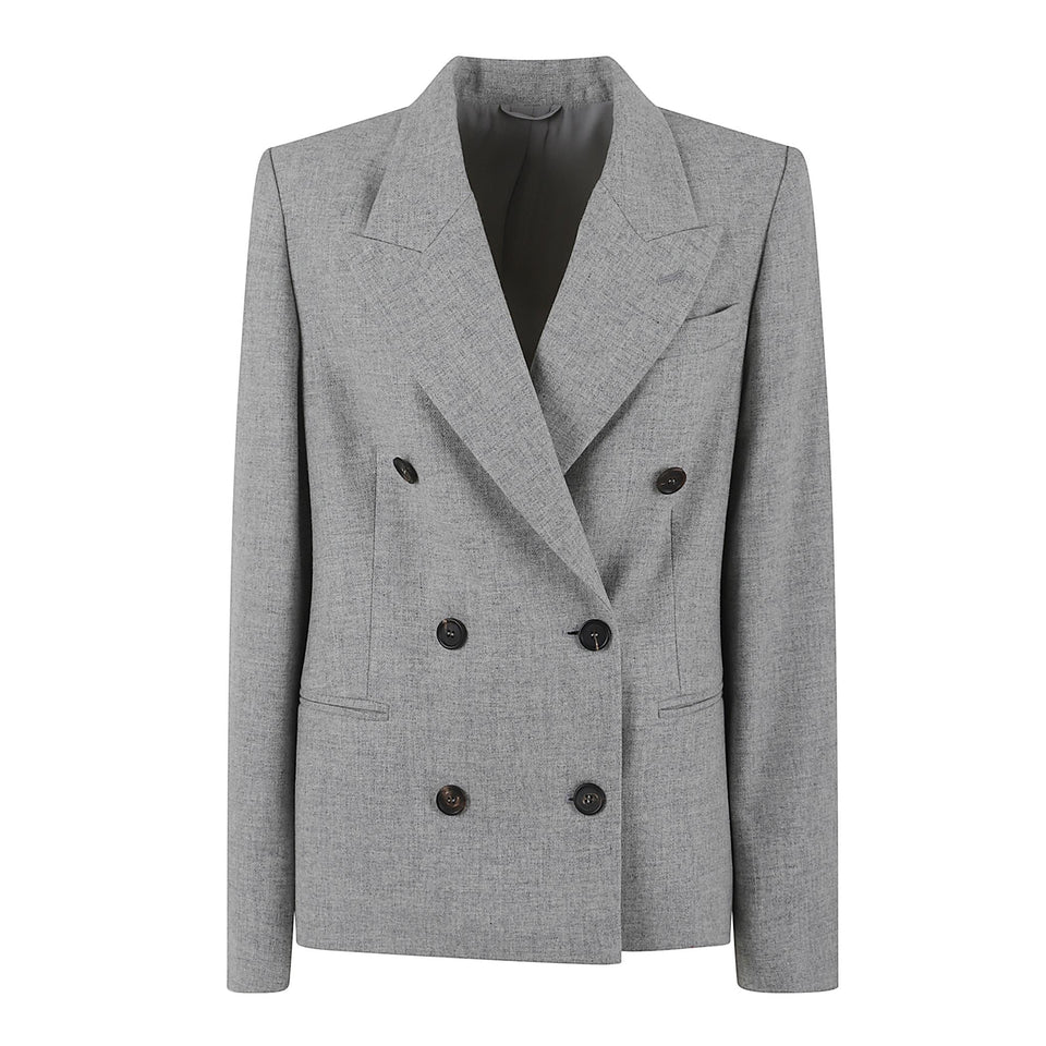 Blazer doppio petto in lana grigio MB1627414 C030 BRUNELLO CUCINELLI