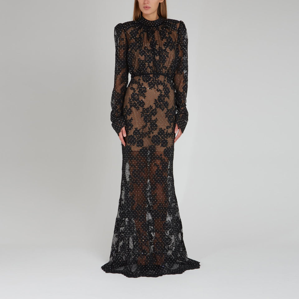 Maxi abito in pizzo nero
