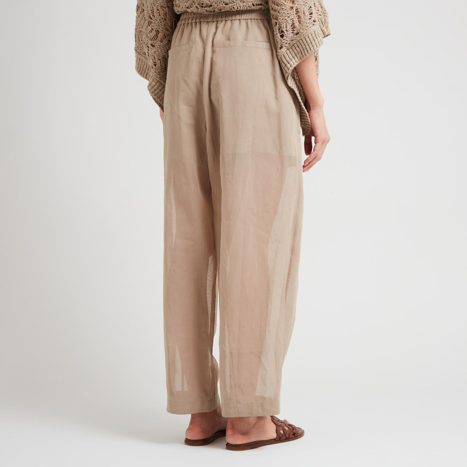 Pantalone in lino beige