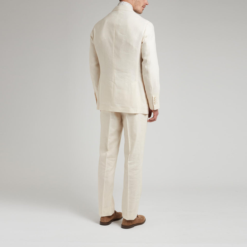 Abito doppio petto in lino bianco