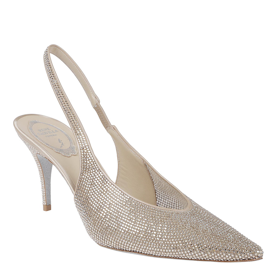 Slingback ''Jinny'' in tessuto oro C12648-080 CRINV104GOLD RENE CAOVILLA