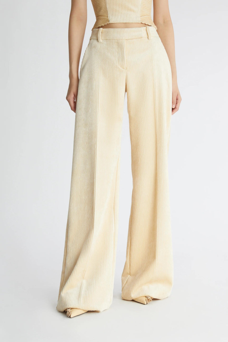 White velvet trousers