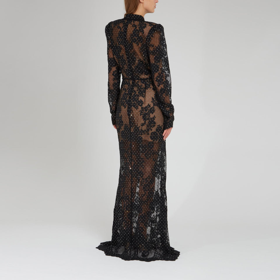 Maxi abito in pizzo nero