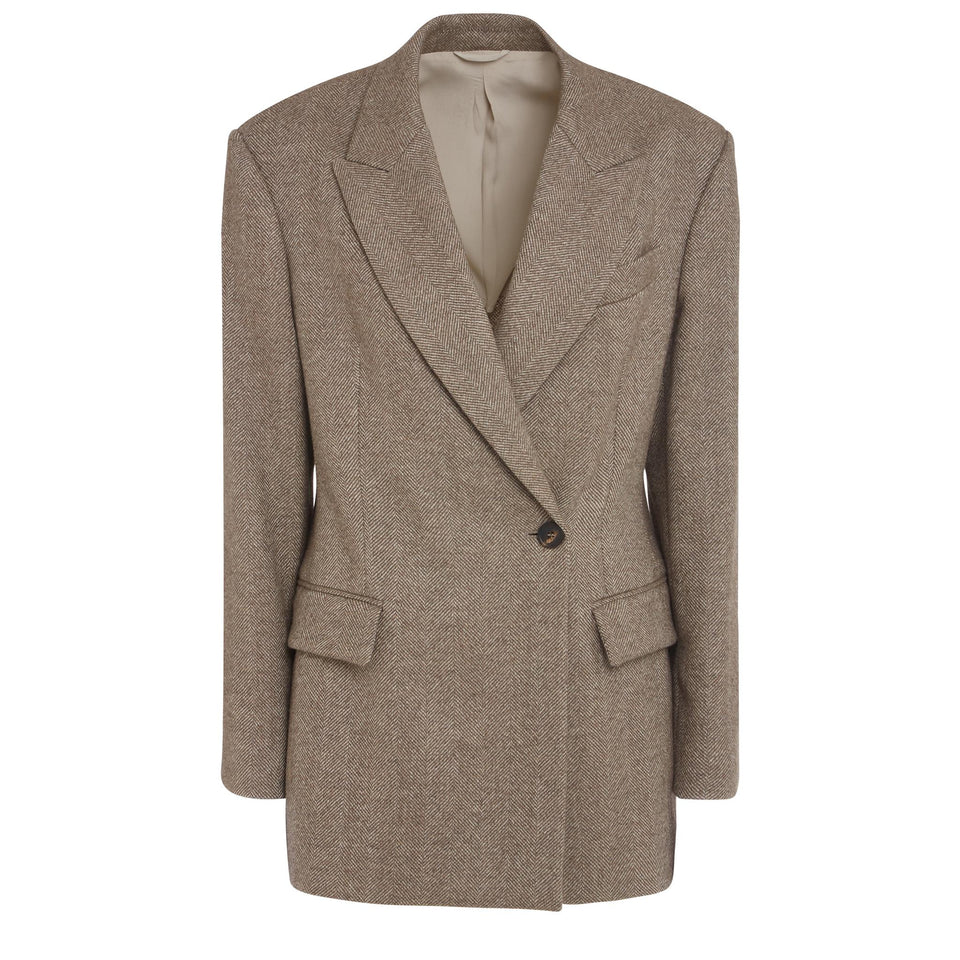Blazer doppio petto in lana marrone