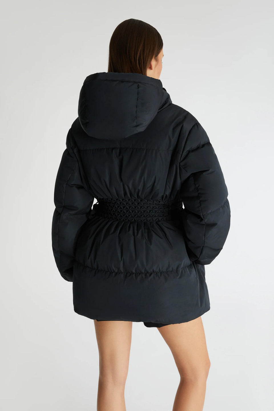 Black fabric down jacket