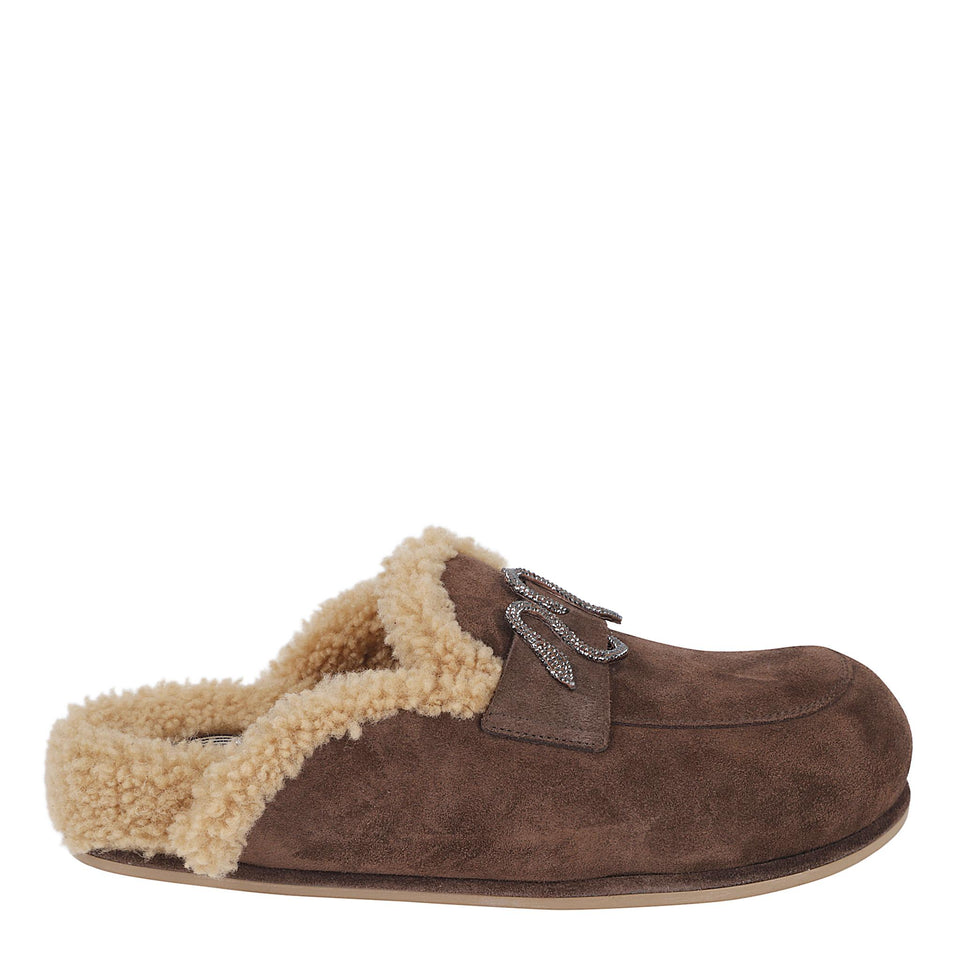 Slippers in suede marroni C12673-020 CRO1Y364BROWN RENE CAOVILLA