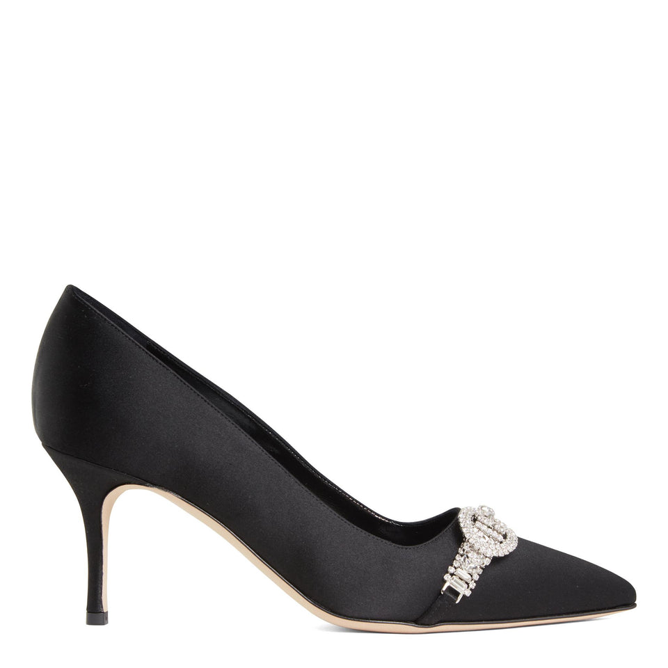 Decolletè "Asapump 70'' in satin nera 424-1928 0001 MANOLO BLAHNIK