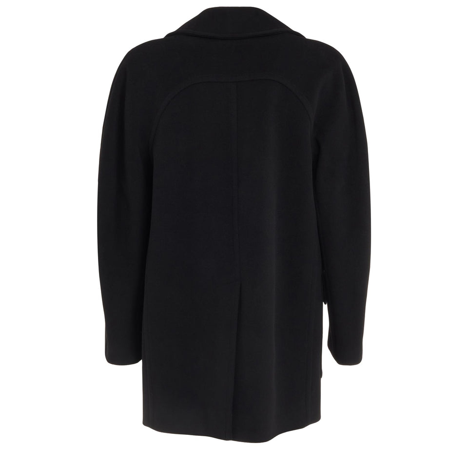 Cappotto doppio petto in cashmere nero