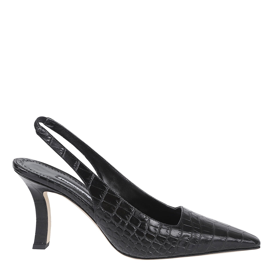 Slingback "Moira" 90 in pelle nera 325-3059 BLCK MANOLO BLAHNIK